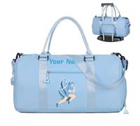 Borsa sportiva con nome personalizzato,Borsone personalizzato con nome ricamato,Borsa per il pernottamento con tasche per l'umido e l'asciutto e scomparto per le scarpe