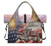 Borsa sportiva con scomparto per scarpe, motivo: American Memorial Day, vecchia auto, fine settimana, notte, borsa per il trasporto, cabina, bagagli, borsa per palestra, yoga, viaggi, colore L, borsa