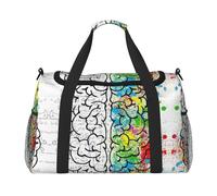 Borsa sportiva da donna con immagine geometrica del cervello con stampa scientifica - Borsa da palestra con scomparto, borsone da uomo e donna, borsa da viaggio per il fine settimana, Nero , Taglia