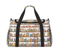 Borsa sportiva da donna con stampa a scala e scaffali per libri, borsa da viaggio con scomparto per palestra, borsone da uomo e da donna, borsa da viaggio per il fine settimana, Nero , Taglia unica