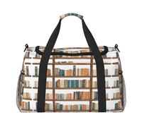 Borsa sportiva da donna con stampa a scala e scaffali per libri, borsa da viaggio con scomparto per palestra, borsone da uomo e da donna, borsa da viaggio per il fine settimana, Nero , Taglia unica