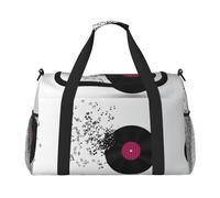 Borsa sportiva da donna con stampa astratta di musica, borsa da viaggio, borsa da palestra con scomparto, borsone da uomo, borsone da donna, borsa da viaggio per il fine settimana, Nero , Taglia unica