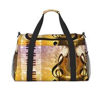 Borsa sportiva da donna con stampa astratta di musica, borsa da viaggio, borsa da palestra con scomparto, borsone da uomo, borsone da donna, borsa da viaggio per il fine settimana, Nero , Taglia unica