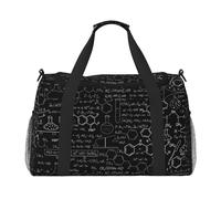 Borsa sportiva da donna con stampa astratta di scienza chimica, borsa da viaggio, borsa da palestra con scomparto, borsone da uomo, borsa da donna, borsa da viaggio per il fine settimana, Nero ,