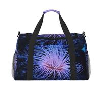 Borsa sportiva da donna con stampa di anemoni marini, borsa da palestra con scomparto, borsone da uomo, borsone da donna, borsa da viaggio per il fine settimana, Nero , Taglia unica