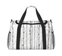 Borsa sportiva da donna con stampa di betulla, borsa da palestra con scomparto, borsone da uomo, da donna, borsa da viaggio per il fine settimana, Nero , Taglia unica