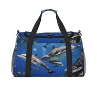 Borsa sportiva da donna con stampa di orche assassine, borsa da viaggio, borsa da palestra con scomparto, borsone da uomo, borsone da donna, borsa da viaggio per il fine settimana, Nero , Taglia unica