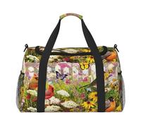 Borsa sportiva da donna con stampa di uccelli di passero, borsa da viaggio da palestra con scomparto, borsone da uomo, borsone da donna, borsa da viaggio per il fine settimana, Nero , Taglia unica