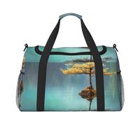 Borsa sportiva da donna, con stampa di un lago e un albero, da viaggio, da uomo, taglia S, M, per weekend, per la notte, per lo sport e la palestra