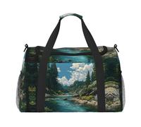Borsa sportiva da donna con stampa fiume, borsa da palestra con scomparto, borsone da uomo, borsone da donna, borsa da viaggio per il fine settimana