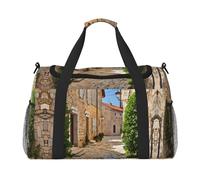 Borsa sportiva da donna con stampa italiana toscana, borsa da palestra con scomparto, borsone da uomo, borsone da donna, borsa da viaggio per il fine settimana, Nero , Taglia unica