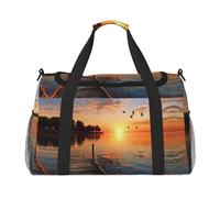 Borsa sportiva da donna con stampa Lake Under Sunset, borsone da viaggio, borsone da uomo, borsa da viaggio da donna, borsa sportiva da palestra