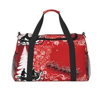 Borsa sportiva da donna con stampa natalizia magica, borsa da palestra con scomparto, borsone da uomo, borsone da donna, borsa da viaggio per il fine settimana, Nero , Taglia unica