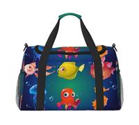 Borsa sportiva da donna con stampa Sea Life, borsa da palestra con scomparto, borsone da uomo, borsone da donna, borsa da viaggio per il fine settimana, Nero , Taglia unica