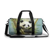 Borsa sportiva da palestra, cilindrica, in tessuto Oxford impermeabile con tracolla regolabile, borsone sportivo multi-scomparto per palestra, viaggi, yoga, leggero e resistente, Bambù con panda,