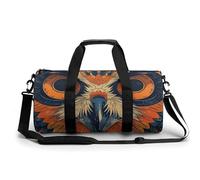 Borsa sportiva da palestra, cilindrica, in tessuto Oxford impermeabile con tracolla regolabile, borsone sportivo multi-scomparto per palestra, viaggi, yoga, leggero e resistente, Gufo di colore retrò,