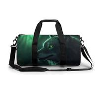 Borsa sportiva da palestra, cilindrica, in tessuto Oxford impermeabile con tracolla regolabile, borsone sportivo multi-scomparto per palestra, viaggi, yoga, leggero e resistente, Lupo Verde,