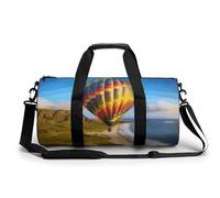 Borsa sportiva da palestra, cilindrica, in tessuto Oxford impermeabile con tracolla regolabile, borsone sportivo multi-scomparto per palestra, viaggi, yoga, leggero e resistente, Mongolfiera Hawaii,