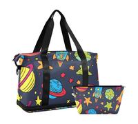 Borsa sportiva da palestra con graffiti spaziali cartoni animati con tracolla regolabile per sport multifunzionale, Graffiti spaziali del fumetto, 1 size