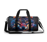 Borsa sportiva da palestra con lupo colorato stampato borse da viaggio borse da viaggio borse da weekend leggere per uomo donna, Stile:, 17.7in/9in/9in, MHXYZHW