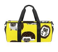 Borsa sportiva da palestra con motivo a riccio carino giallo borsa da viaggio borsa da viaggio borsa tote borsa attrezzatura per donne uomini, Multicolore, 17.7x9x9 inches