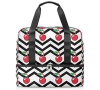 Borsa sportiva da palestra con motivo a zigzag con frutta retrò per donne e uomini, borsone da viaggio con scomparto per scarpe, grande capacità, borsa da allenamento per la notte, per fitness, yoga