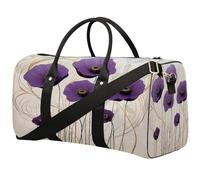 Borsa sportiva da palestra con papaveri viola, per uomini e donne, resistente all'acqua, pieghevole, da viaggio, leggera, da portare con sé, borsa per la notte, per allenamento in ospedale