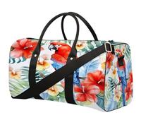Borsa sportiva da palestra con pappagallo e ibisco tropicale, per uomini e donne, resistente all'acqua, pieghevole, da viaggio, leggera, da portare con sé, per allenamento in ospedale