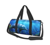 Borsa sportiva da palestra con stampa a righe e cervi con tasca bagnata e scomparto per scarpe, borsone da viaggio per uomo e donna, 3d Underwater World Pesce Dolphi, Taglia unica, Borsone da viaggio