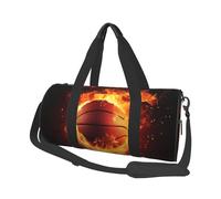 Borsa sportiva da palestra con stampa carlino nero giallo con tasca bagnata e scomparto per scarpe, borsone da viaggio per uomo e donna, Pallacanestro su fuoco Fiamma Splash, Taglia unica, Borsone da
