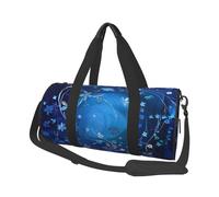 Borsa sportiva da palestra con stampa con motivo medicinale con tasca bagnata e scomparto per scarpe, borsone da viaggio per uomo e donna, Mini fiore vortice blu., Taglia unica, Borsone da viaggio