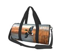 Borsa sportiva da palestra con stampa di anatra selvatica con tasca bagnata e scomparto per scarpe, borsone da viaggio per uomo e donna, Anatra selvaggia volante di caccia 1, Taglia unica, Borsone da