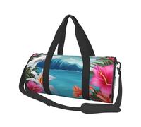 Borsa sportiva da palestra con stampa di anatra selvatica con tasca bagnata e scomparto per scarpe, borsone da viaggio per uomo e donna, Hawaii Ibisco Fiore, Taglia unica, Borsone da viaggio