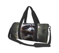 Borsa sportiva da palestra con stampa di anatra selvatica con tasca bagnata e scomparto per scarpe, borsone da viaggio per uomo e donna, Simpatico procione, Taglia unica, Borsone da viaggio