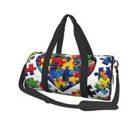 Borsa sportiva da palestra con stampa di coccinelle artistiche, con tasca bagnata e scomparto per scarpe, borsone da viaggio per uomo e donna, Autismo consapevolezza puzzle pezzi cuore, Taglia unica