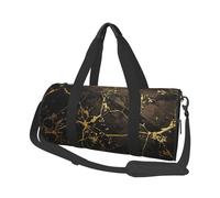 Borsa sportiva da palestra con stampa di erba verde con tasca bagnata e scomparto per scarpe, borsone da viaggio per uomo e donna, Carta da parati nera dorata, Taglia unica, Borsone da viaggio