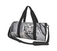 Borsa sportiva da palestra con stampa di ibisco, con tasca bagnata e scomparto per scarpe, borsone da viaggio per uomo e donna, La tigre bianca selvaggia, Taglia unica, Borsone da viaggio