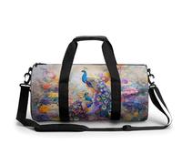 Borsa sportiva da palestra con stampa di pavoni e fiori ad acquerello, borsone da viaggio, borse da weekender leggere per uomo e donna, Stile:, 17.7in/9in/9in, MHXYZHW