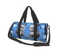 Borsa sportiva da palestra con stampa di polli, tasca bagnata e scomparto per scarpe, borsone da viaggio per uomo e donna, Cincillà blu e luna, Taglia unica, Borsone da viaggio