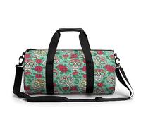 Borsa sportiva da palestra con stampa di teschio e fiori, borsone da viaggio, borse da weekender leggere per uomo e donna, Stile:, 17.7in/9in/9in, MHXYZHW