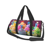 Borsa sportiva da palestra con stampa floreale con lama e tasca per scarpe, borsone da viaggio per uomo e donna, Buon compleanno colorato Cupcakes, Taglia unica, Borsone da viaggio
