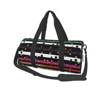 Borsa sportiva da palestra con stampa oro nero con tasca bagnata e scomparto per scarpe, borsone da viaggio per uomo e donna, Glitter arcobaleno a pois e strisce bianche nere, Taglia unica, Borsone da