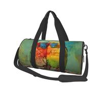 Borsa sportiva da palestra con stampa retrò rossa con tasca bagnata e scomparto per scarpe, borsone da viaggio per uomo e donna, Pappagallo, Taglia unica, Borsone da viaggio