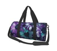Borsa sportiva da palestra con stampa retrò rossa con tasca bagnata e scomparto per scarpe, borsone da viaggio per uomo e donna, Fiori verde acqua, Taglia unica, Borsone da viaggio