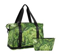 Borsa sportiva da palestra con tracolla regolabile, per viaggi in aereo, set da 2 pezzi, Vero cavolo verde, 1 size