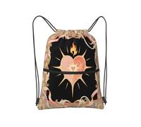 Borsa sportiva da palestra, impermeabile, con corda per allenamento, può essere utilizzata in palestra, Fiore Cuore Fuoco, Taglia unica