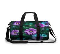 Borsa sportiva da palestra per donne e uomini, arancione per chitarre elettriche cilindriche, borsone da viaggio con cinghie regolabili per viaggi, sport, allenamento, Fiori viola e foglia di tè,