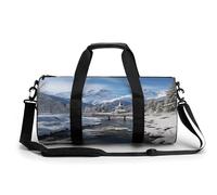 Borsa sportiva da palestra per donne e uomini, borsone, cilindrica, da viaggio, con cinghie regolabili, per viaggi, sport, allenamento, Paesaggio invernale nelle Alpi bavaresi, 45x23x23CM, Borsone da
