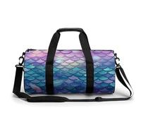 Borsa sportiva da palestra per donne e uomini, borsone cilindrico da viaggio con cinghie regolabili per viaggi, sport, allenamento, Scaglie Sirena Ninfea, 45x23x23CM, Borsone da viaggio