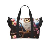 Borsa sportiva da palestra per donne e uomini, borsone da viaggio, borsa da weekender, borsa da viaggio per la notte, per viaggi, nuoto, fitness, allenamento, sport, ciambella, Simpatico gufo albero